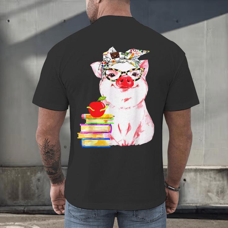 Teacher Pig Cute Farm Animal Book Lover School Student For Men Women Kids Men's Back Print T-Shirt Teacher Pig Cute Farm Animal Book Lover School Student For Men Women Kids Men's Back Print T-Shirt
