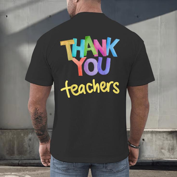 Thank You Teacher Appreciation Graduation Men Women Girls Kids Men's Back Print T-Shirt