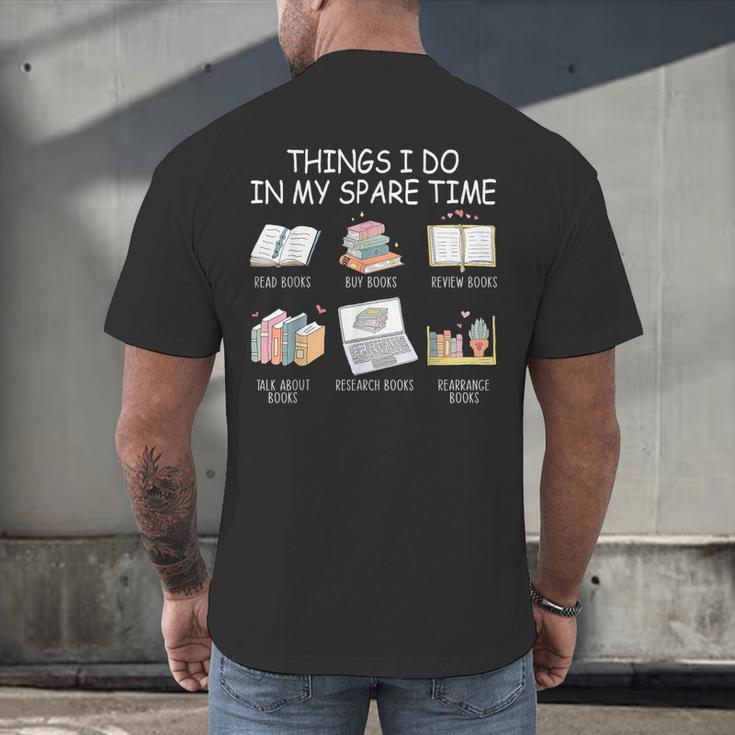 Things I Do In My Spare Time Read Books Buy Books Men's Back Print T-Shirt