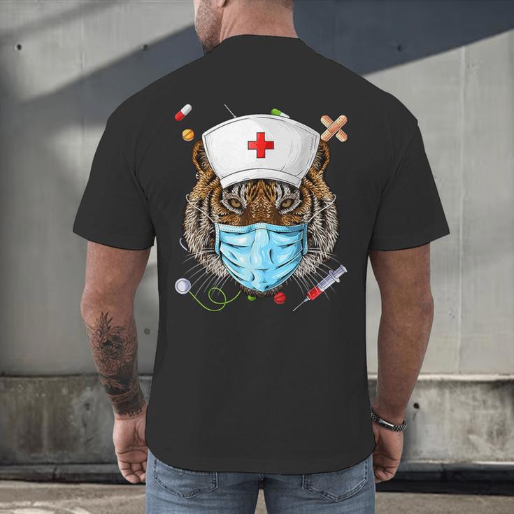 Tiger Nurse RN ER Nursing School Graduation Men's Back Print T-Shirt