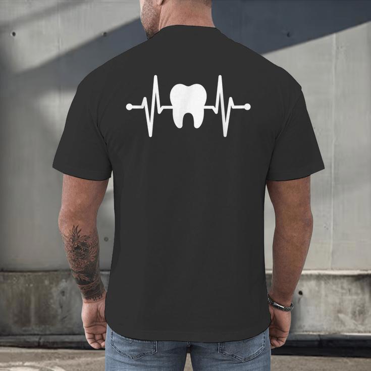 Tooth Heartbeat Dentist Graduation Party Dental Heartbeat Men's Back Print T-Shirt