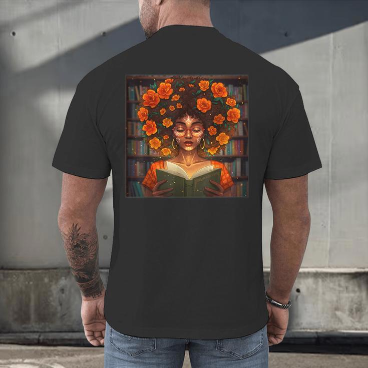 History Month Black Afro Girl Women Book Lovers Men's Back Print T-Shirt History Month Black Afro Girl Women Book Lovers Men's Back Print T-Shirt