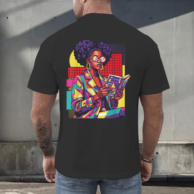History Woman Reading Book Geometric Girl Educated Men's Back Print T-Shirt