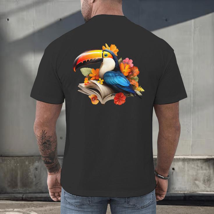 Toucan Reading Book Men's Back Print T-Shirt