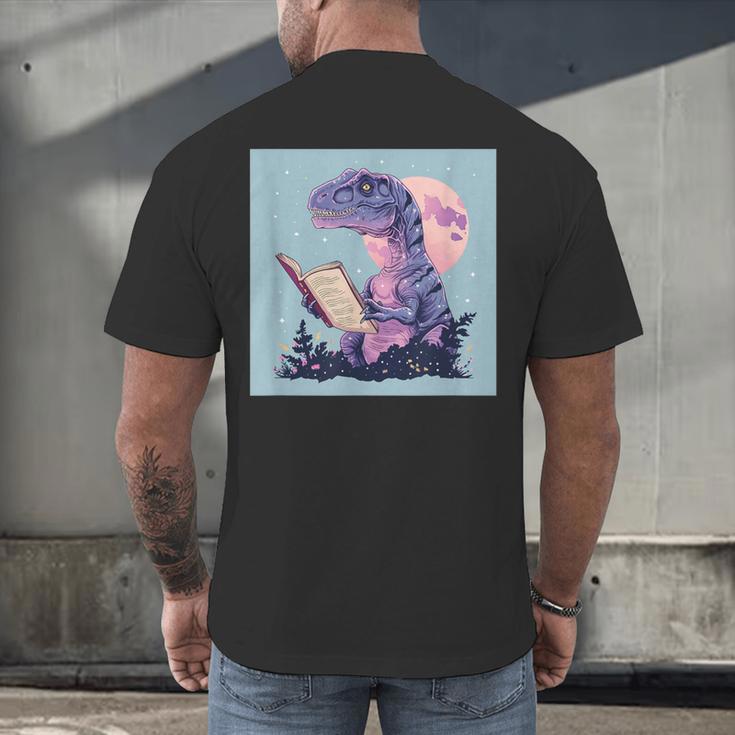 Trex Reading Book Dinosaur Men's Back Print T-Shirt