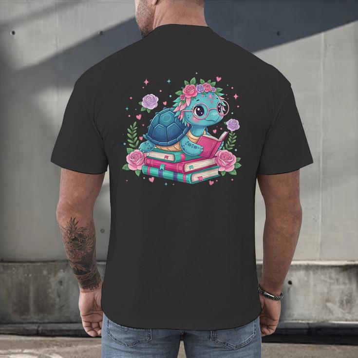 Turtle Bookworm Reading Book Bookworm Book Nerd Cute Graphic Men's Back Print T-Shirt Turtle Bookworm Reading Book Bookworm Book Nerd Cute Graphic Men's Back Print T-Shirt
