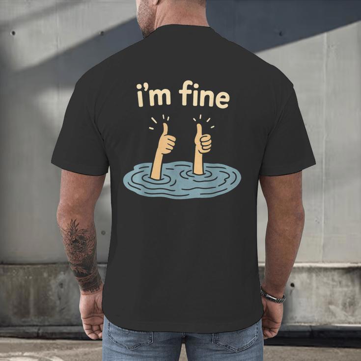 Two Thumbs Up I'm Fine Sarcastic Meme Introvert Humor Men's Back Print T-Shirt