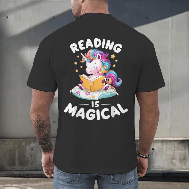 Unicorn Teacher Reading Is Magical Book Men's Back Print T-Shirt