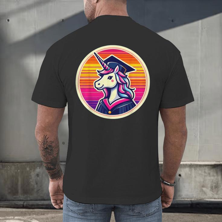Unicorn University Graduation Graduating School Girl Cute Men's Back Print T-Shirt