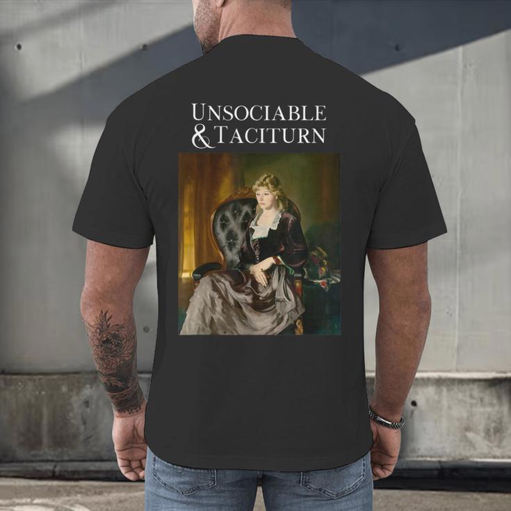 Unsociable And Taciturn Jane Austin Quote Book Classic Lit Men's Back Print T-Shirt