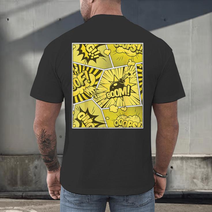 Varsity-Gold Yellow Comic Book University Varsity-Gold Men's Back Print T-Shirt