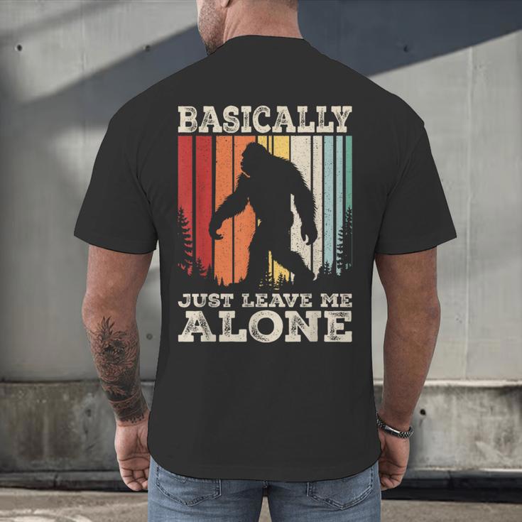 Vintage Basically Just Leave Me Alone Bigfoot Introverts Men's Back Print T-Shirt