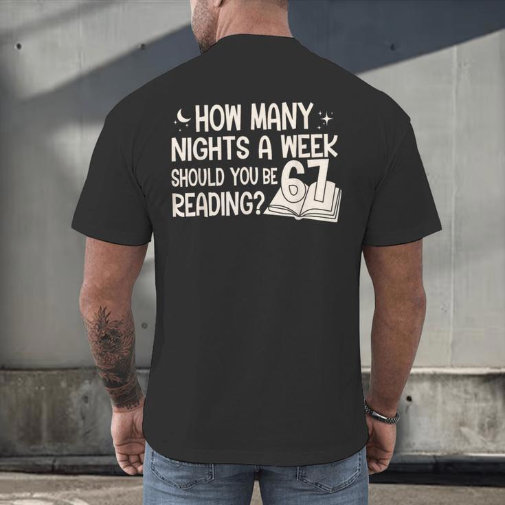Vintage How Many Nights Reading 67 Meme Book Lover Teacher Men's Back Print T-Shirt