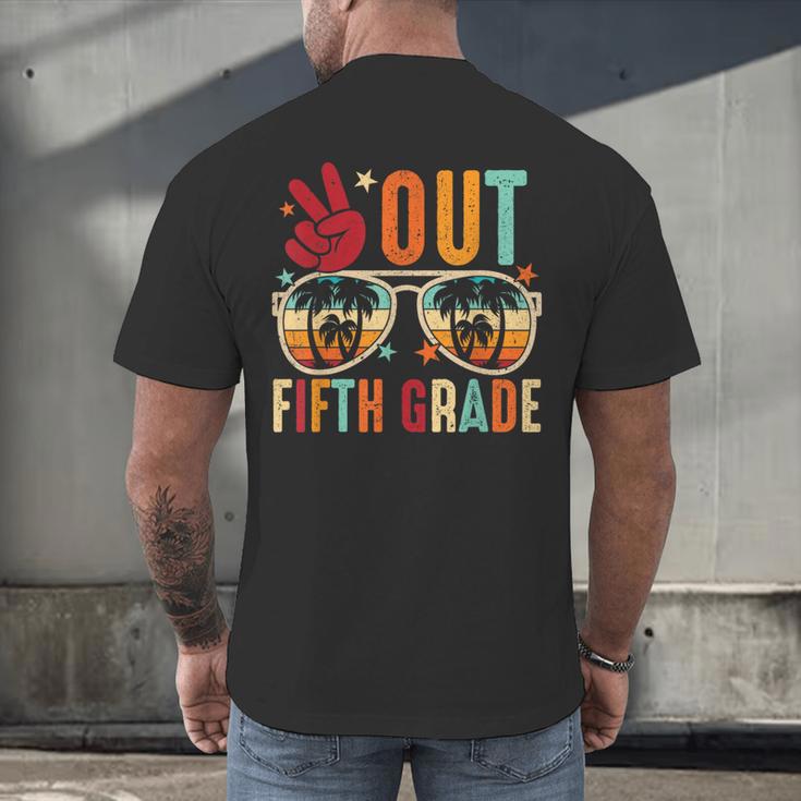 Vintage Peace Out 5th Grade Graduation Last Day Of School Men's Back Print T-Shirt