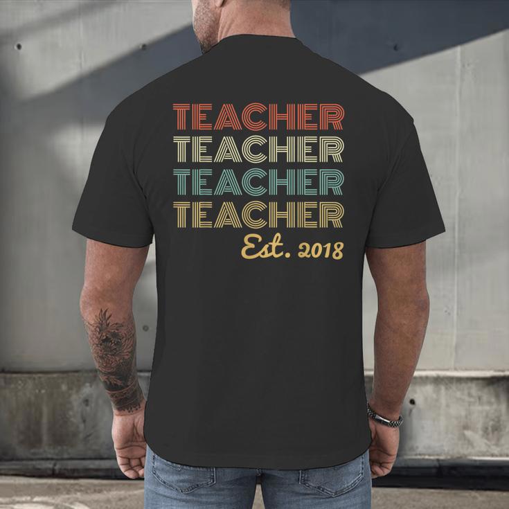 Vintage Teacher Established 2018 Graduation Men Men's Back Print T-Shirt