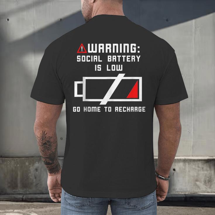 Warning Social Battery Is Low Introvert Shirt Men's Back Print T-Shirt Warning Social Battery Is Low Introvert Shirt Men's Back Print T-Shirt
