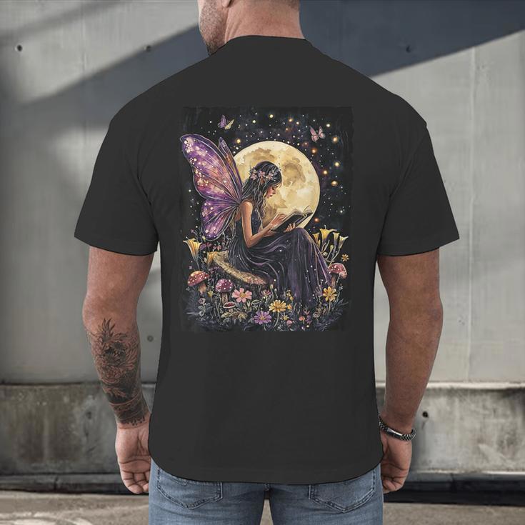 Whimsical Book Fairy Reading Bookish Fairycore Men's Back Print T-Shirt