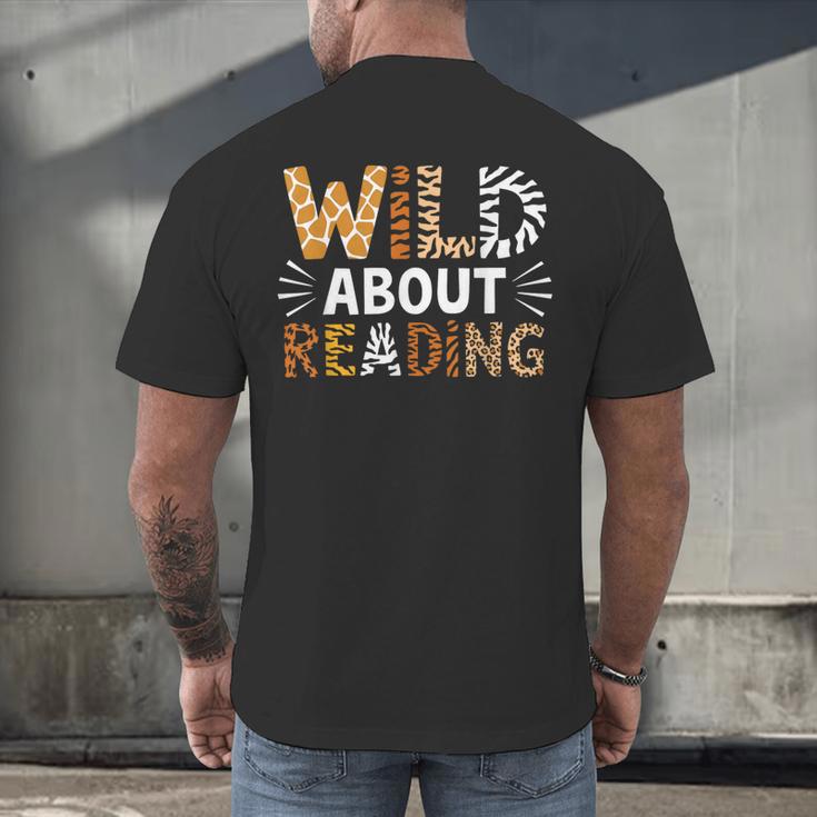 Wild About Reading Animal Bookworm Library Book Lover Reader Men's Back Print T-Shirt