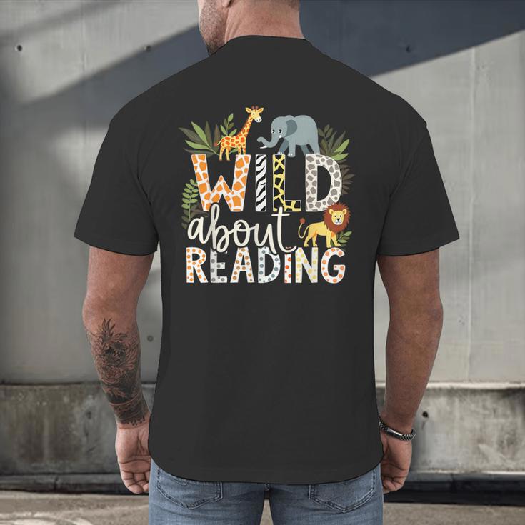 Wild About Reading Animals And Book Lovers Men's Back Print T-Shirt