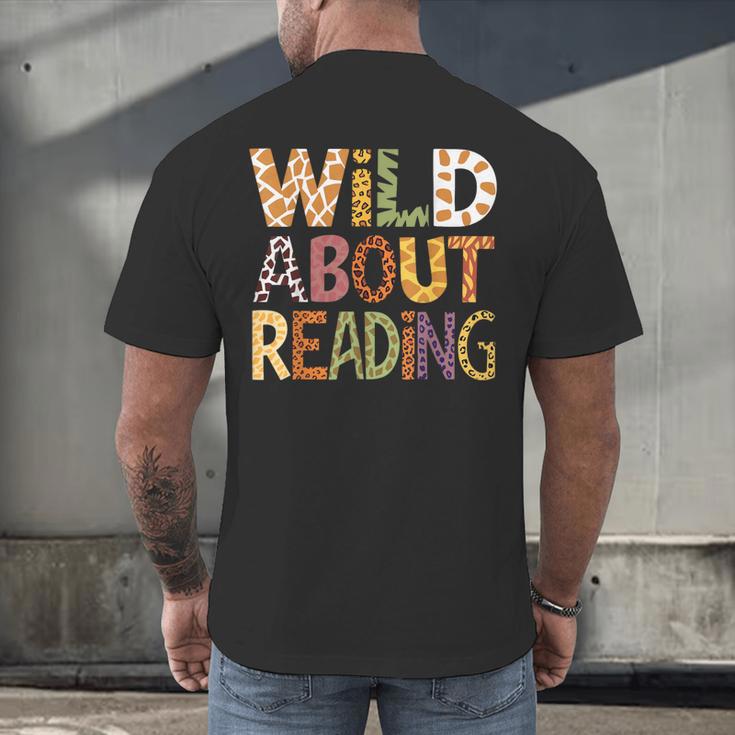 Wild About Reading Book Animal Children's Book Lover Teacher Men's Back Print T-Shirt