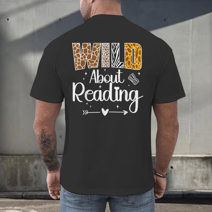 Wild About Reading Book Lover Bookworm Library Day Men's Back Print T-Shirt