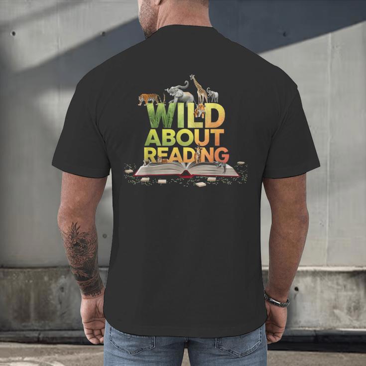 Wild About Reading Books Lovers Novelty Bookworm Library Day Men's Back Print T-Shirt
