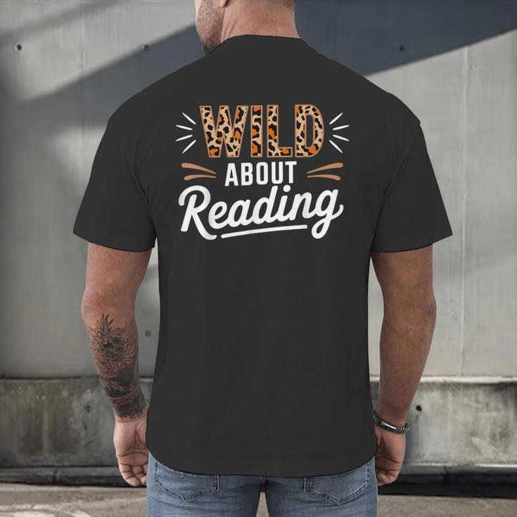 Wild About Reading Books Reader Lover Bookworm Leopard Print Men's Back Print T-Shirt Wild About Reading Books Reader Lover Bookworm Leopard Print Men's Back Print T-Shirt