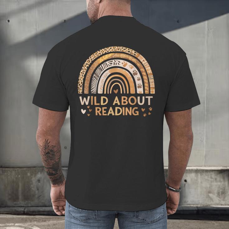 Wild About Reading Books Reader Lover Bookworm Librarian Men's Back Print T-Shirt Wild About Reading Books Reader Lover Bookworm Librarian Men's Back Print T-Shirt