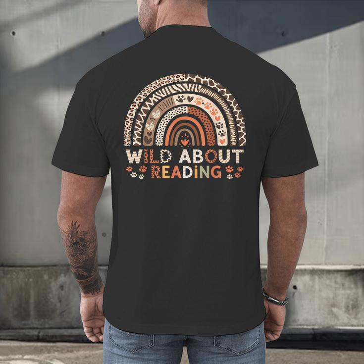 Wild About Reading Books Reader Lover Library Day Librarian Men's Back Print T-Shirt