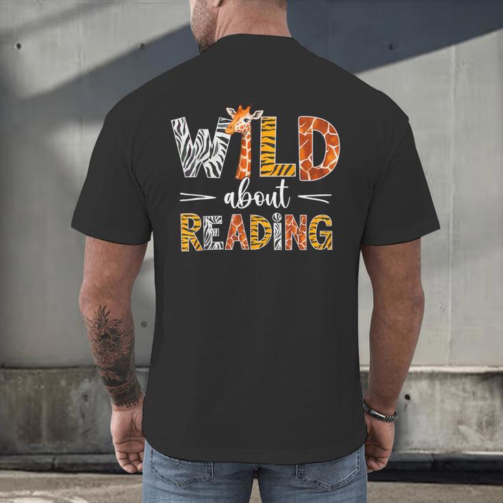 Wild About Reading Books Reader Teachers Kids Librarian Men's Back Print T-Shirt Wild About Reading Books Reader Teachers Kids Librarian Men's Back Print T-Shirt