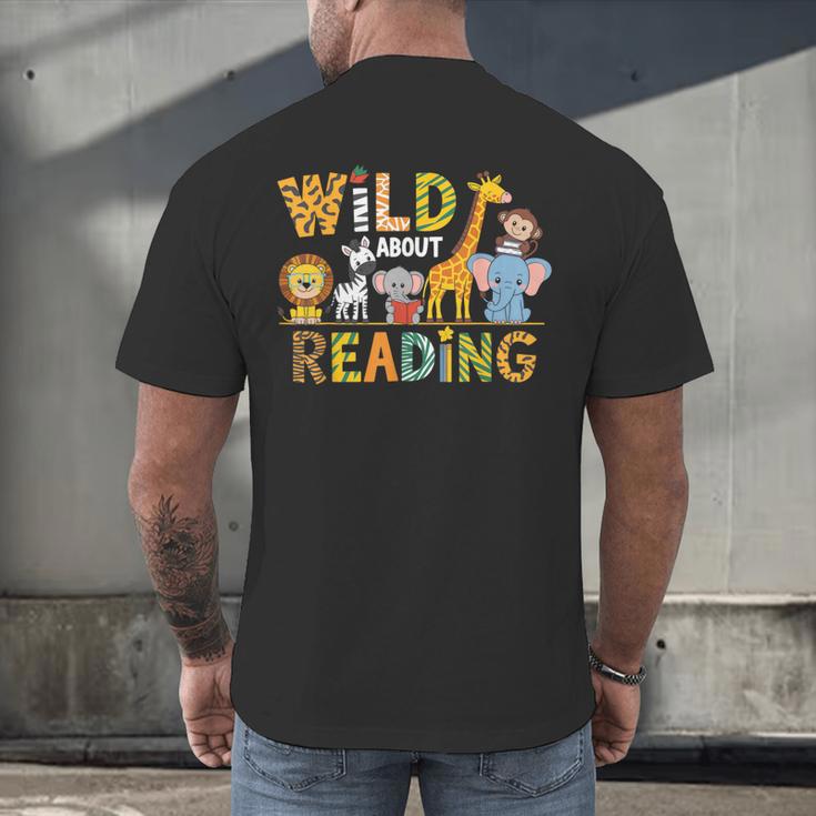 Wild About Reading Kid Love Wild Animal Books Back To School Men's Back Print T-Shirt
