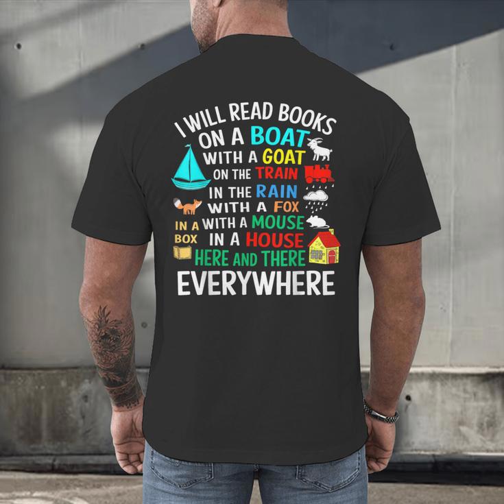 I Will Read Books On A Boat & Everywhere Men's Back Print T-Shirt