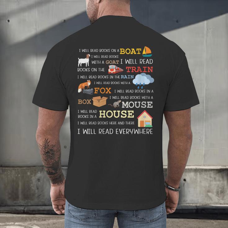 I Will Read Books On a Boat & Everywhere Reading Men's Back Print T-Shirt
