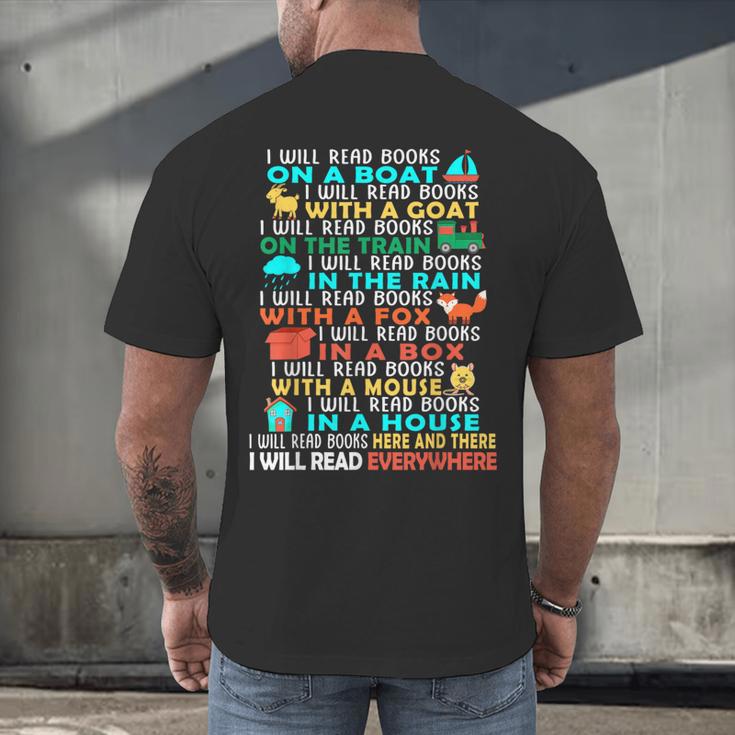 I Will Read Books On A Boat Kids Reading Read Books Men's Back Print T-Shirt