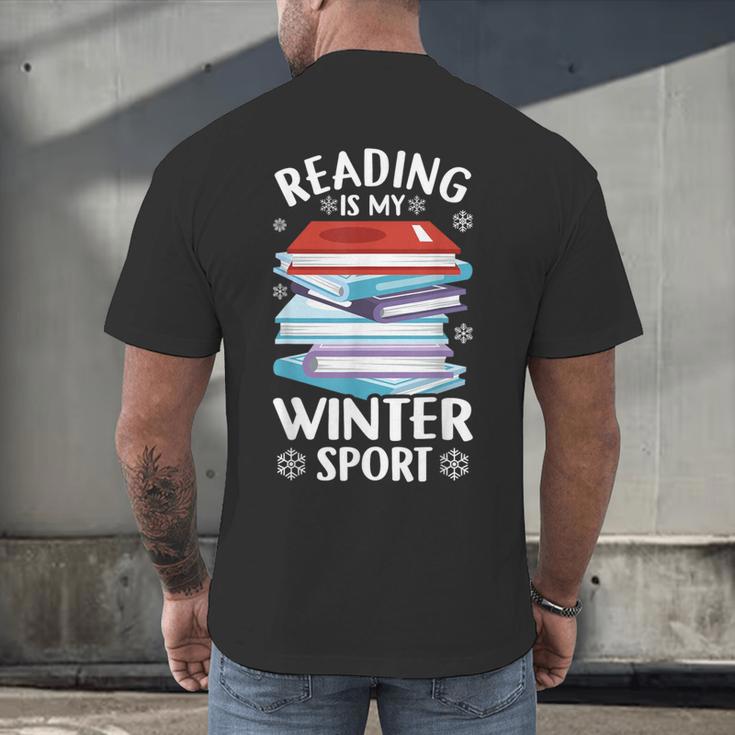 Winter Reading Book Bookworm Winter Men's Back Print T-Shirt