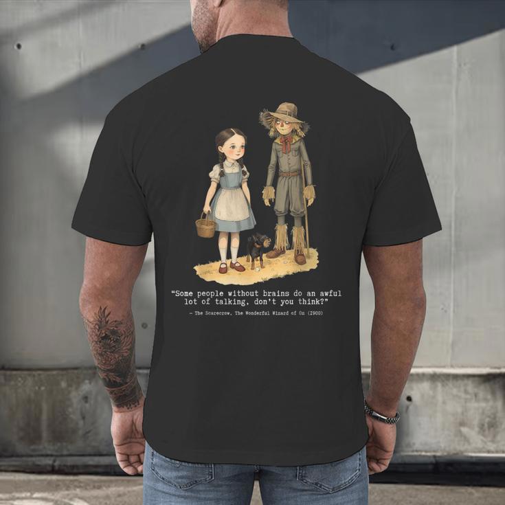 Wizard Of Oz Book Quote Scarecrow Dorothy Retro Drawing Men's Back Print T-Shirt Wizard Of Oz Book Quote Scarecrow Dorothy Retro Drawing Men's Back Print T-Shirt