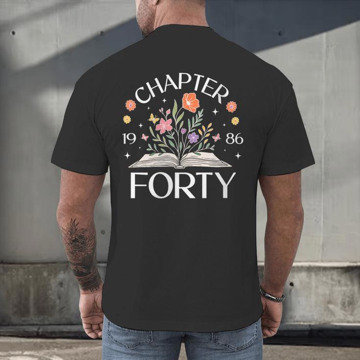 Women's 1986 Chapter Forty 40th Birthday Wildflower Book 40 Year Old Men's Back Print T-Shirt