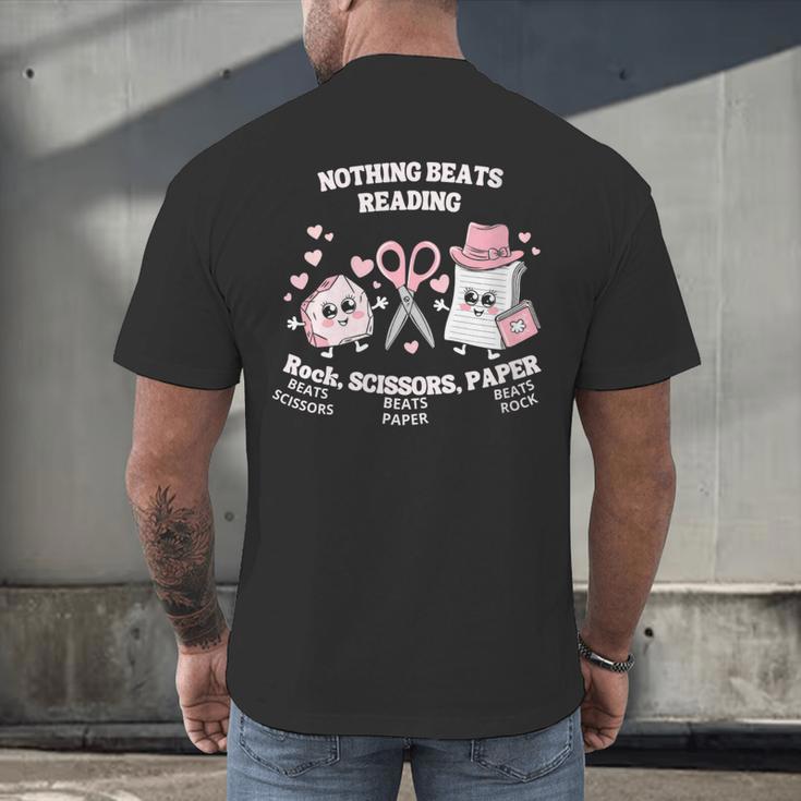 Women's Nothing Beats Reading Book Lover Statement Men's Back Print T-Shirt