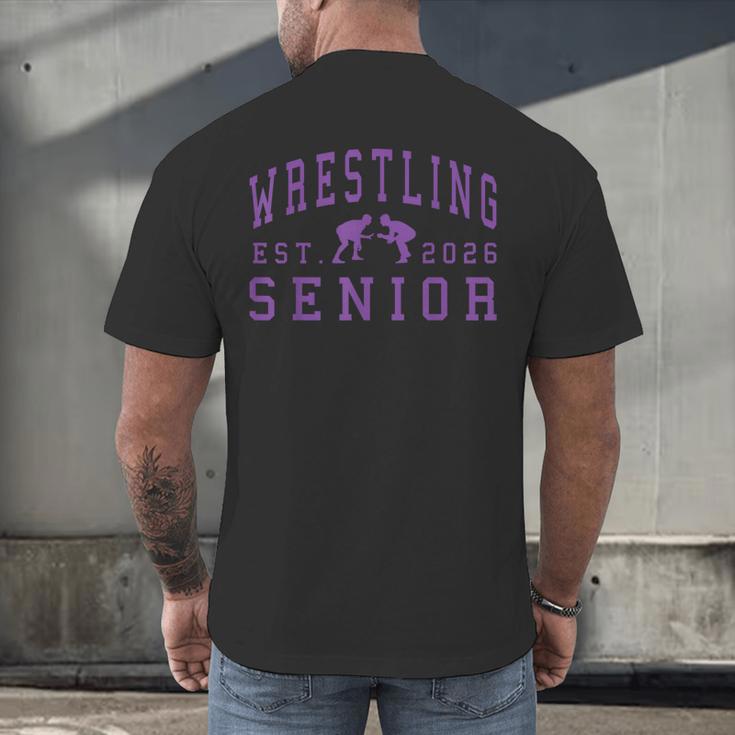 Wrestling Senior Night Wrestling Senior 2026 Graduation 84 Men's Back Print T-Shirt