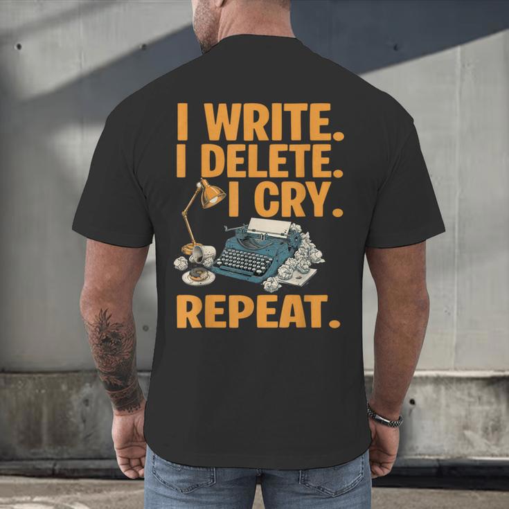 I Write Book Writer Author Book Writing Novelist Men's Back Print T-Shirt