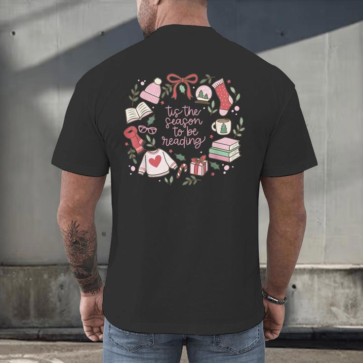 Xmas Tis The Season To Be Reading Books Pajamas Men's Back Print T-Shirt Xmas Tis The Season To Be Reading Books Pajamas Men's Back Print T-Shirt