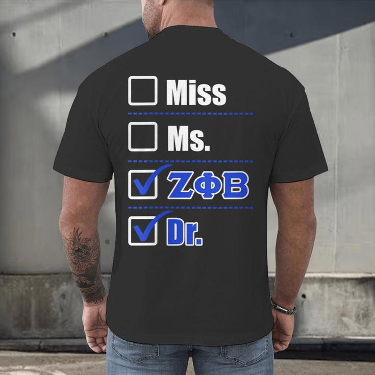 Zeta Phi Beta Doctor Graduation Zeta Phi Beta HBCU Doctor Men's Back Print T-Shirt