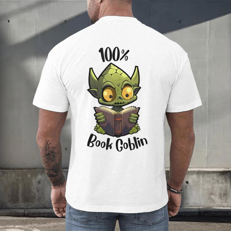 100 Book Goblin Cute Book Reader And Library Lover Men's Back Print T-Shirt
