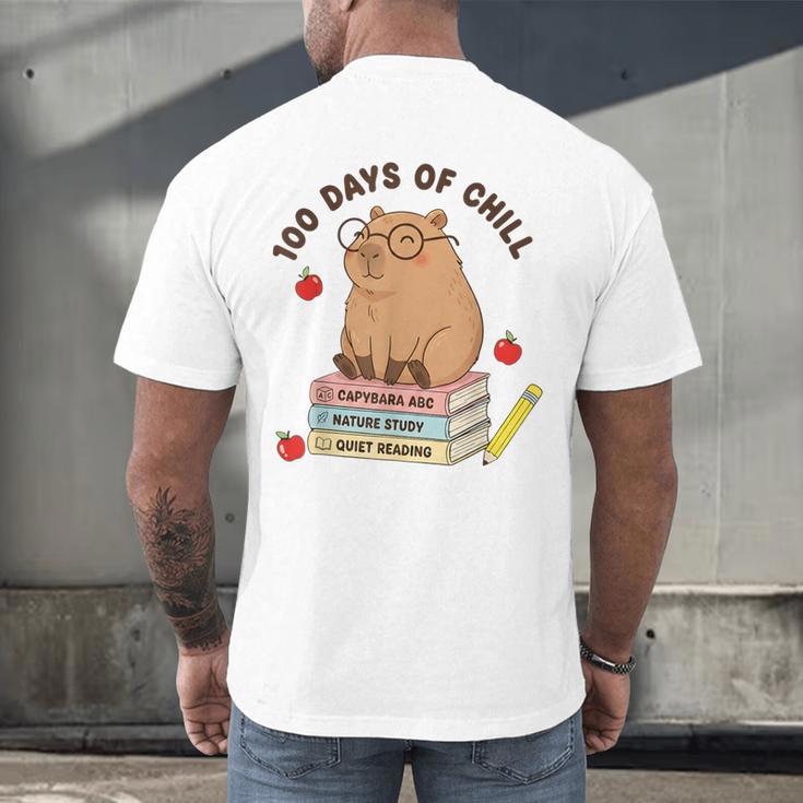 100 Days Of Chill Cute Capybara School Book Lover Men's Back Print T-Shirt