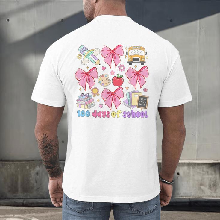 100 Days Of School Coquette Bow School Bus Pencil Books Men's Back Print T-Shirt