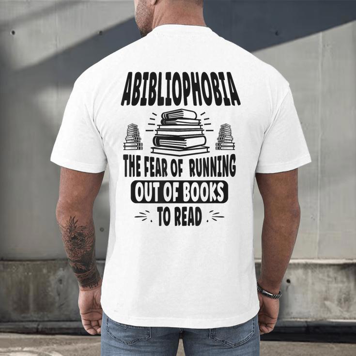 Abibliophobia Definition Book Reading Lover Fans Text Men's Back Print T-Shirt Abibliophobia Definition Book Reading Lover Fans Text Men's Back Print T-Shirt
