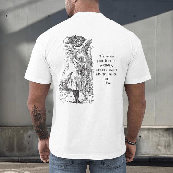 Alice Adventures Wonderland Vintage Book Quote Lewis Carrol Men's Back Print T-Shirt
