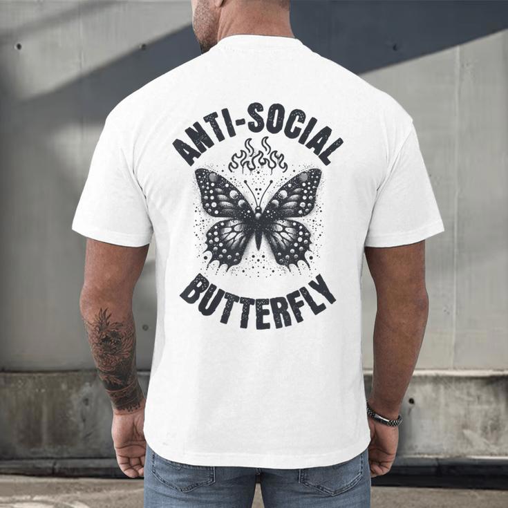 Anti-Social Butterfly Awkward Introvert Homebody Humor Men's Back Print T-Shirt