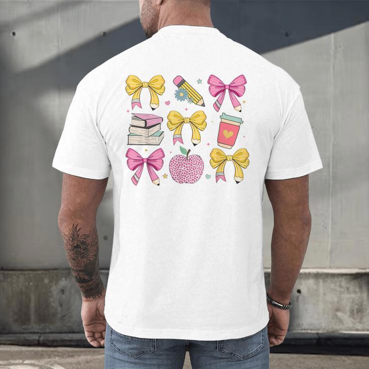 Apple Coquette Bow Books First Day Of School Back To School Men's Back Print T-Shirt Apple Coquette Bow Books First Day Of School Back To School Men's Back Print T-Shirt