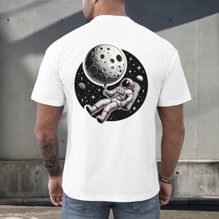 Astronaut Aesthetic Holding Moon Balloon Planets Introvert Men's Back Print T-Shirt Astronaut Aesthetic Holding Moon Balloon Planets Introvert Men's Back Print T-Shirt